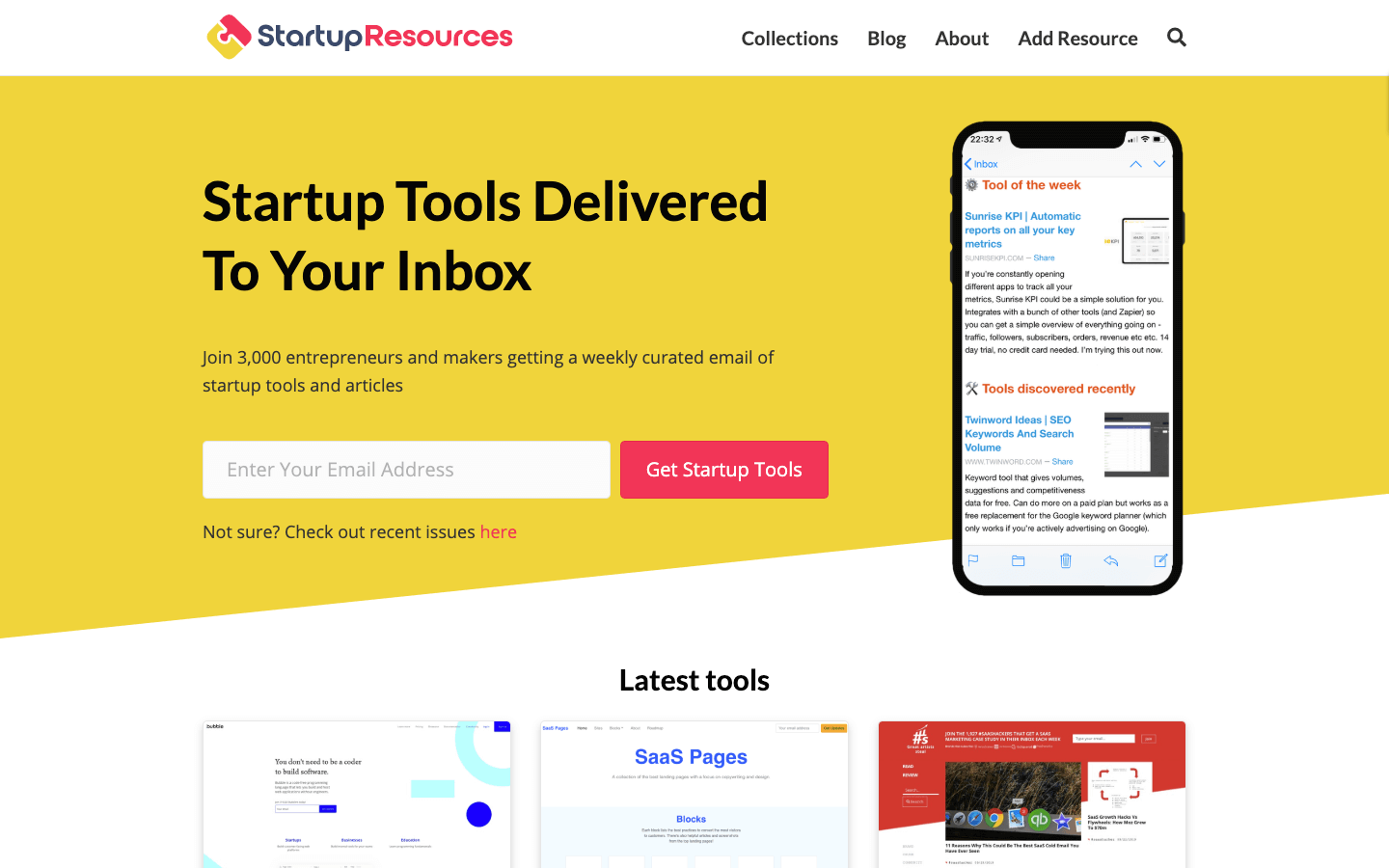 Startup Resources homepage