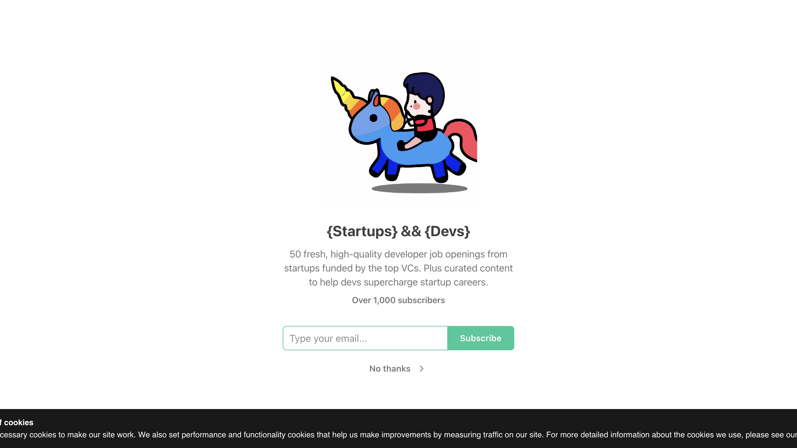 Startups and Devs homepage