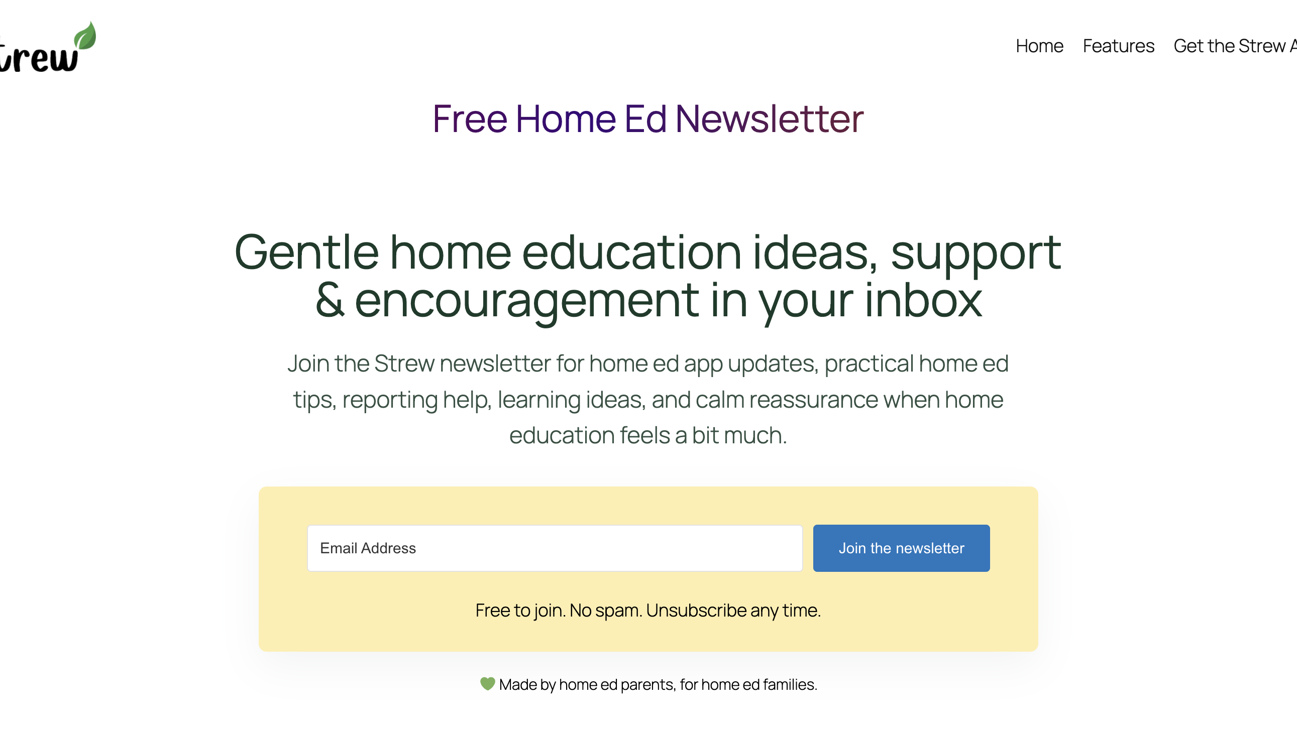 Strew Home Education  homepage