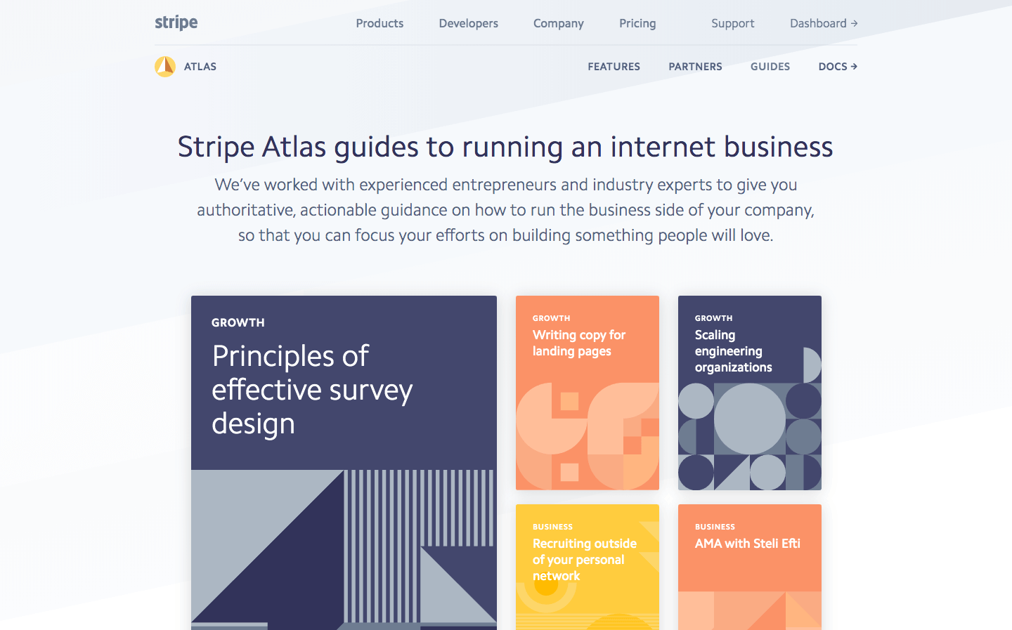 Stripe Atlas homepage