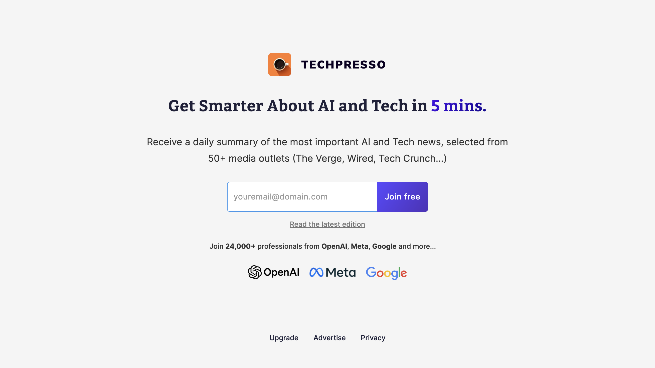 Techpresso homepage