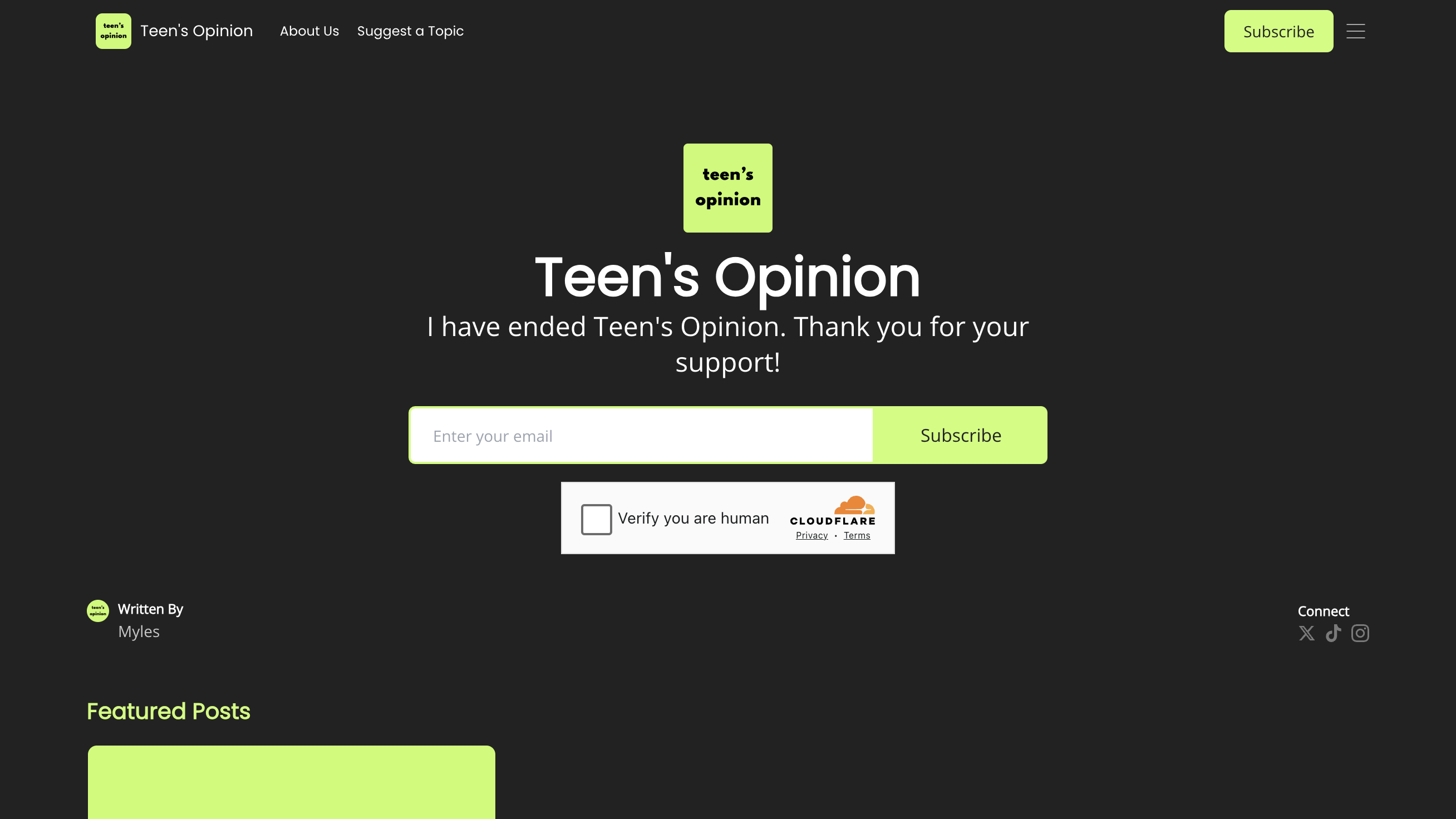 Teens Opinion homepage