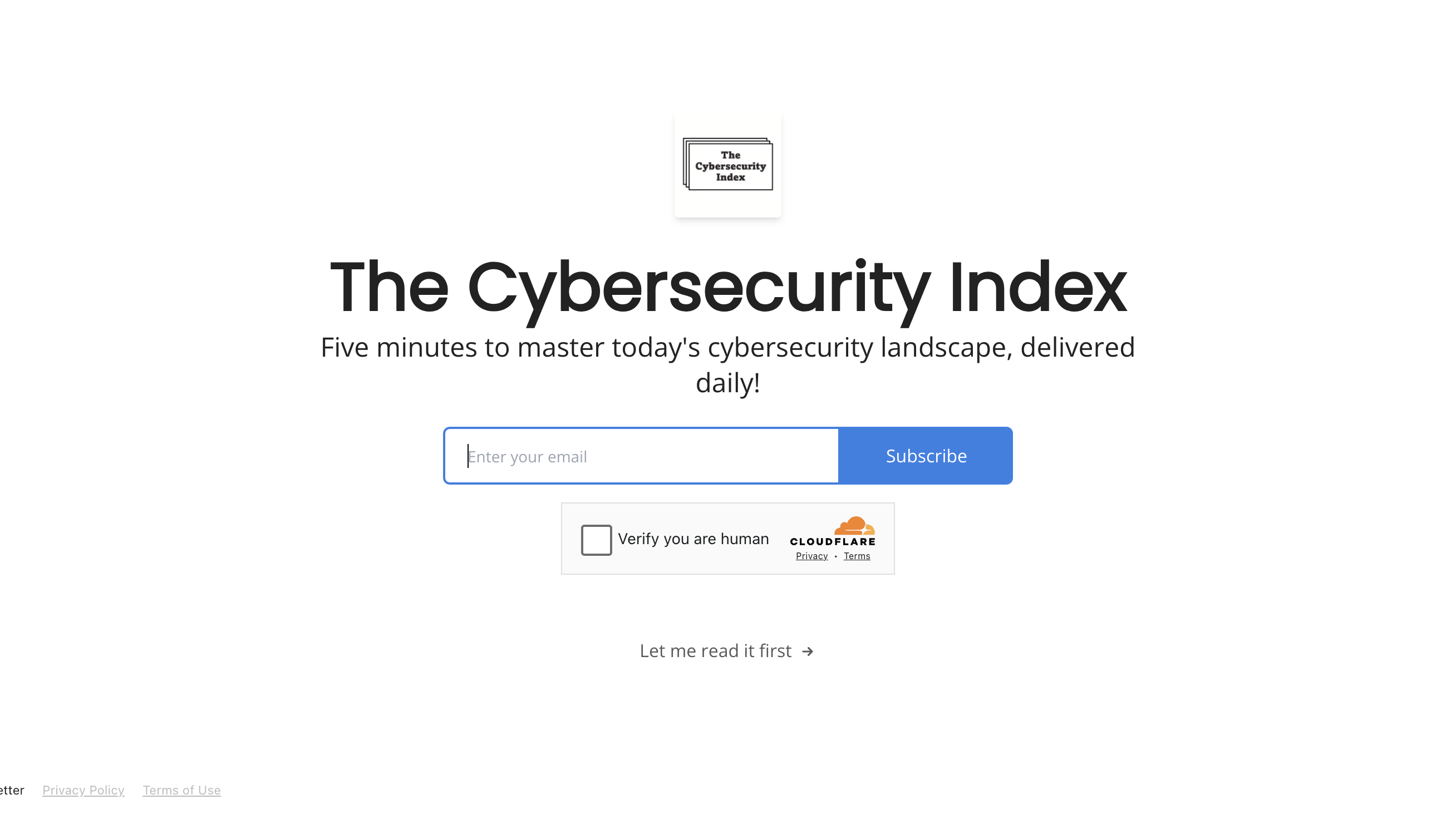 The Cybersecurity Index homepage