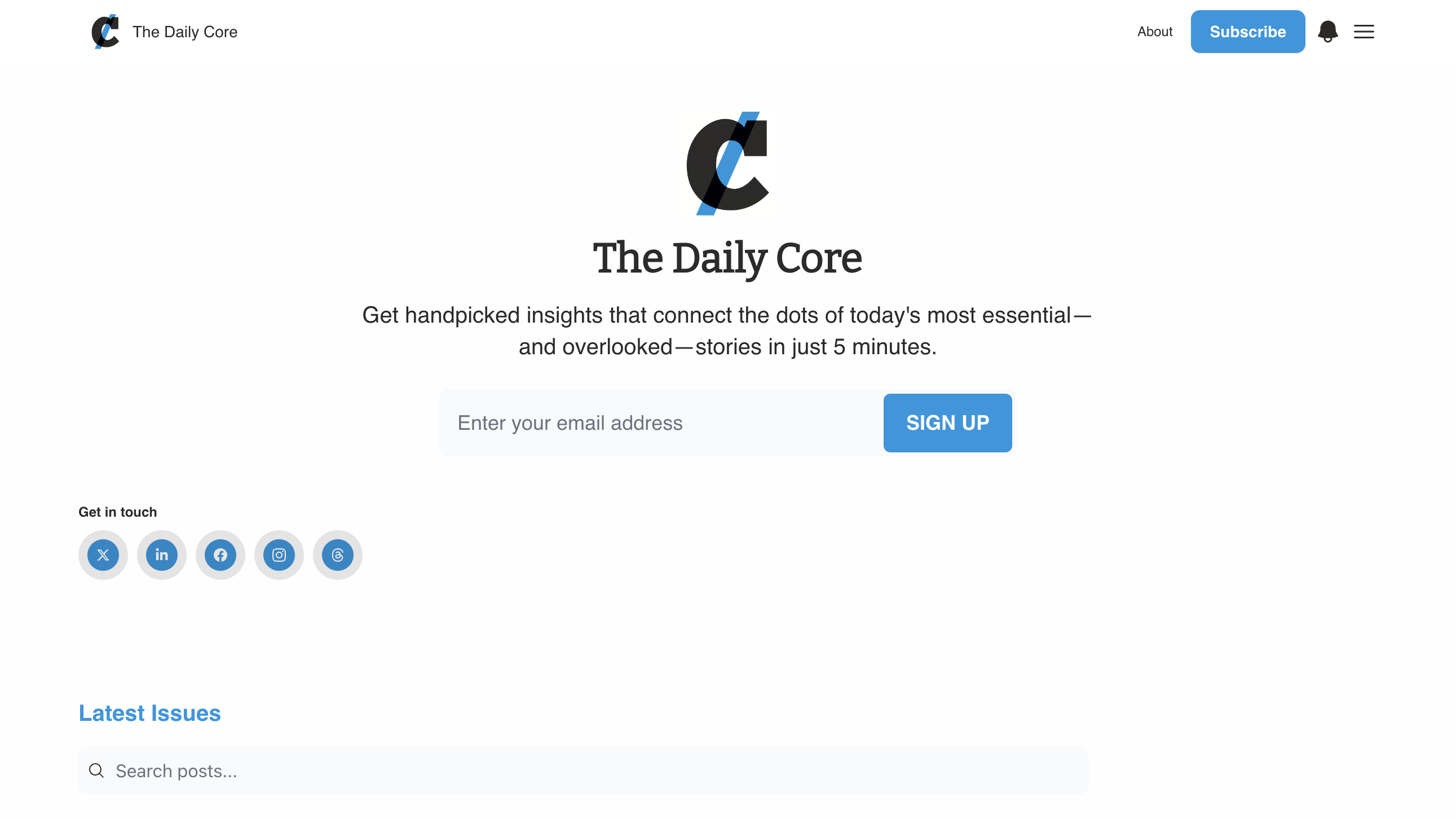 The Daily Core homepage