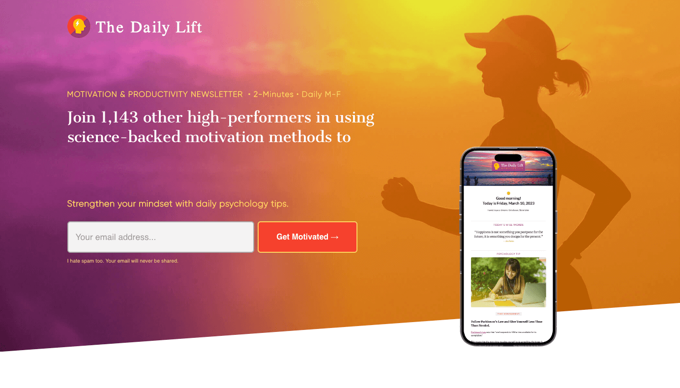 The Daily Lift homepage