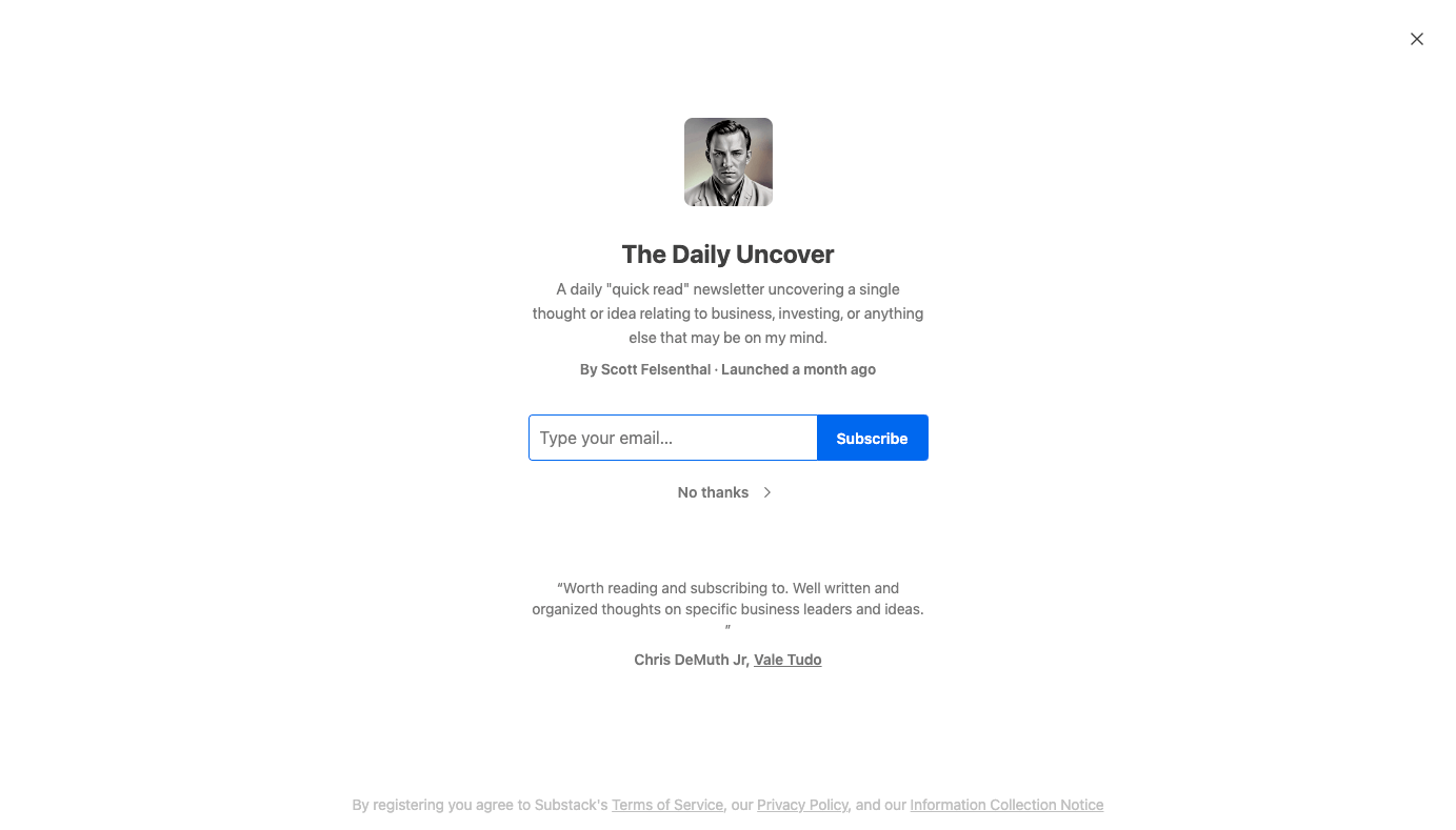 The Daily Uncover homepage