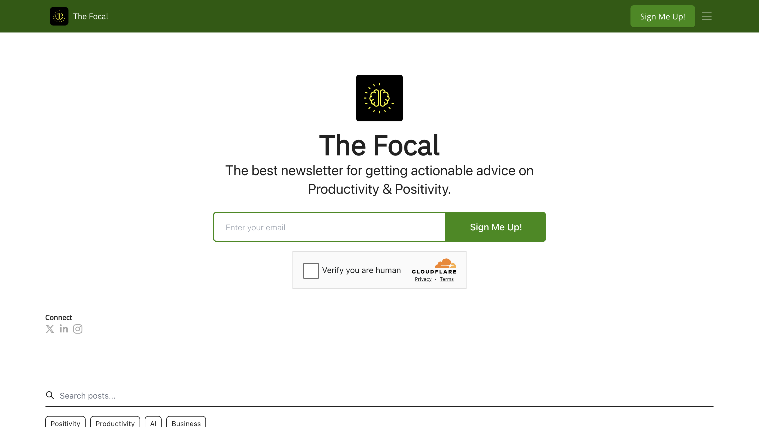 The Focal homepage