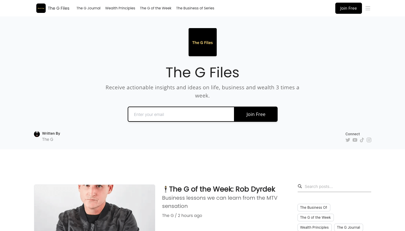 The G Files homepage