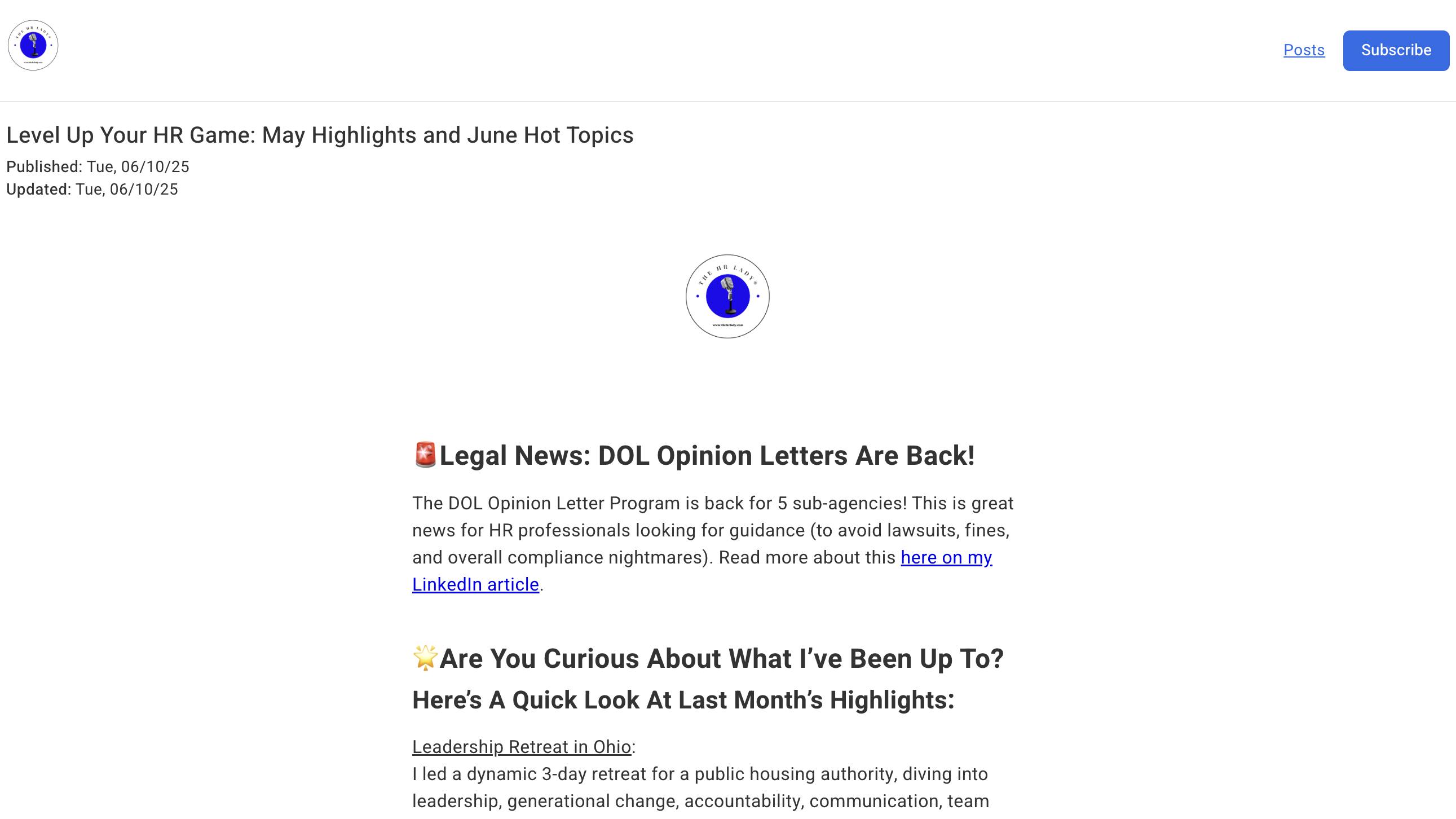 The HR Lady homepage