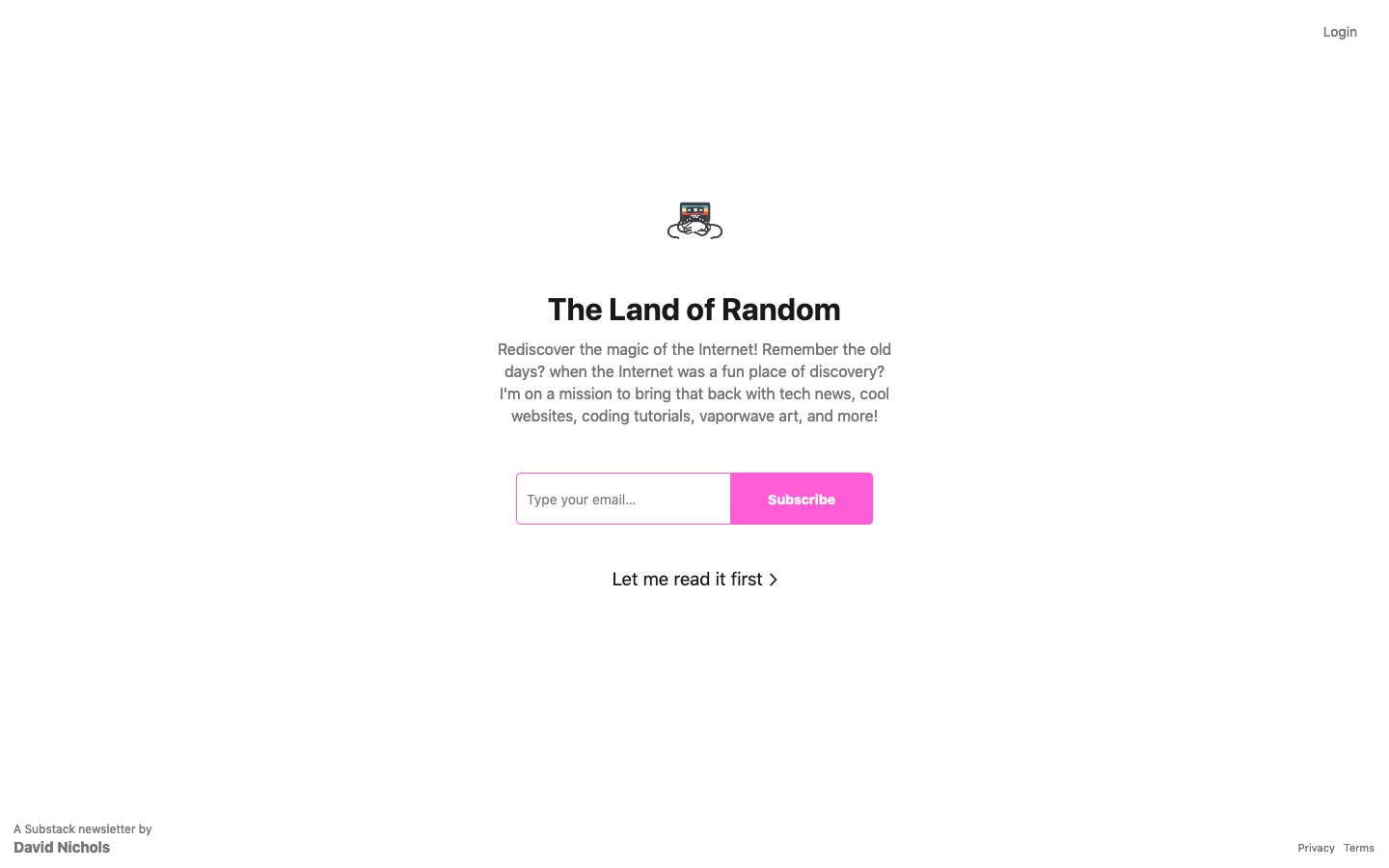 The Land of Random homepage