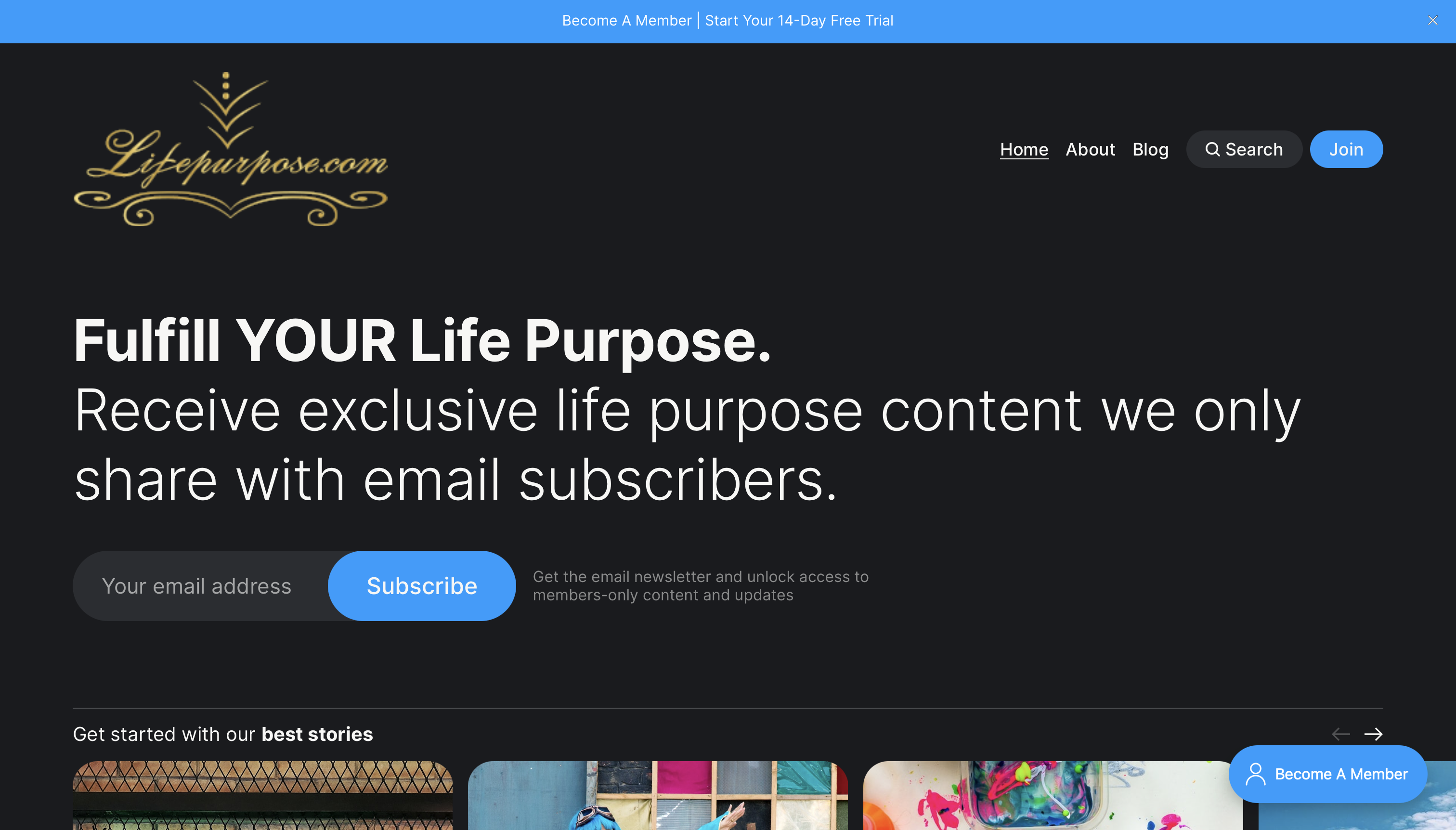 The Life Purpose Newsletter homepage