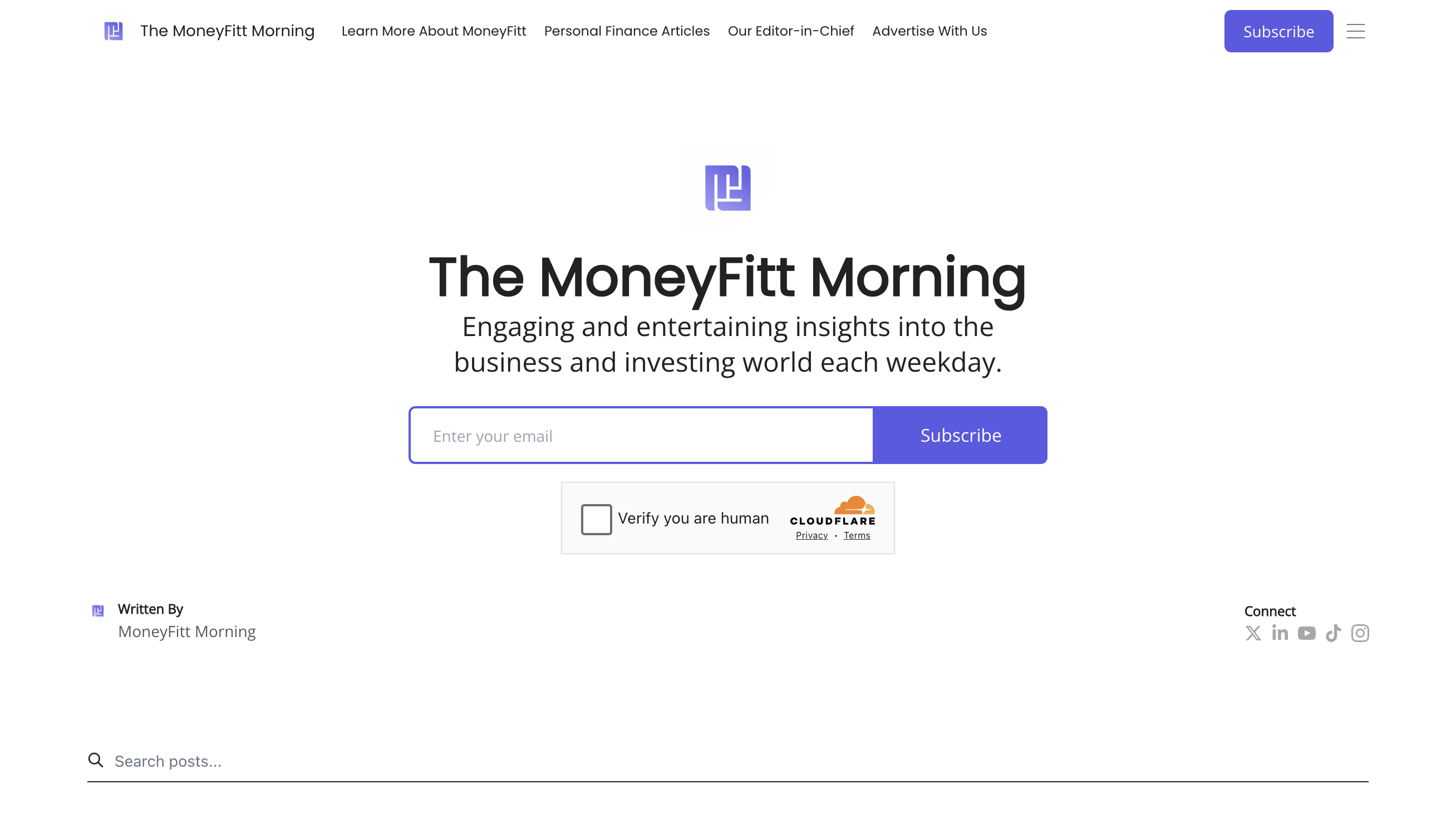 The MoneyFitt Morning homepage