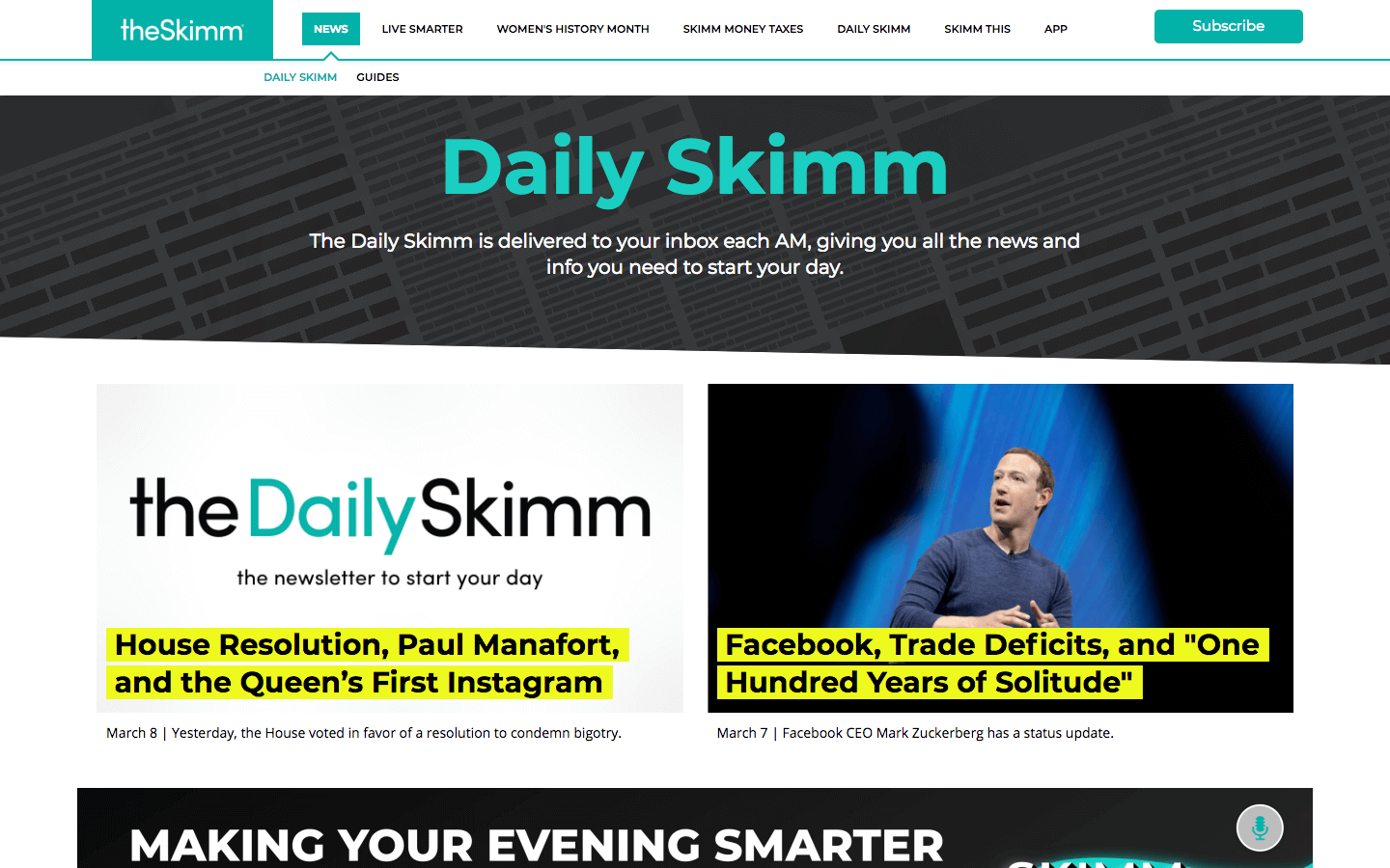 The Skimm homepage