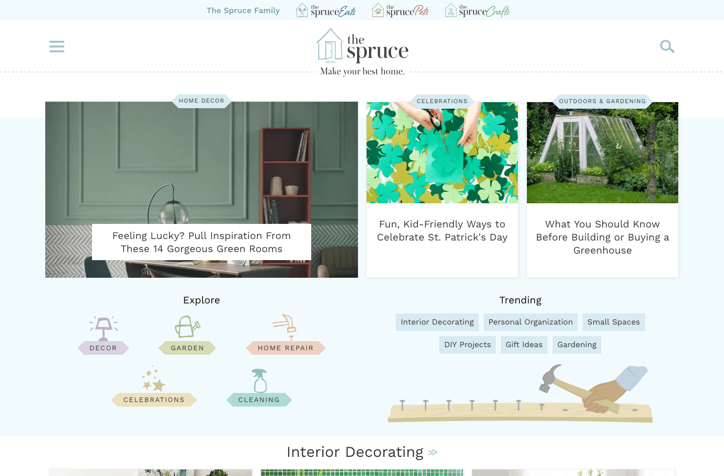 The Spruce homepage