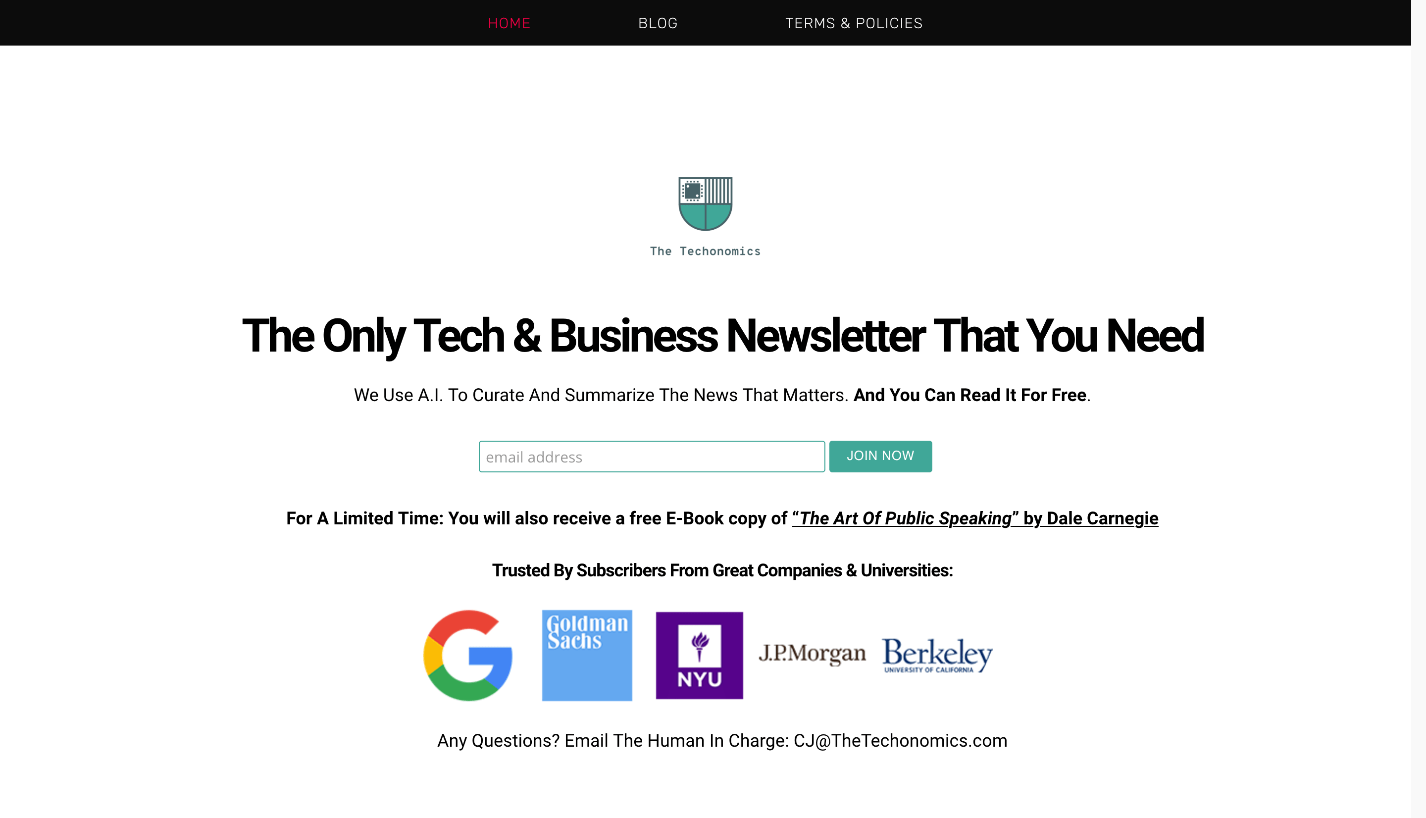 The Techonomics homepage
