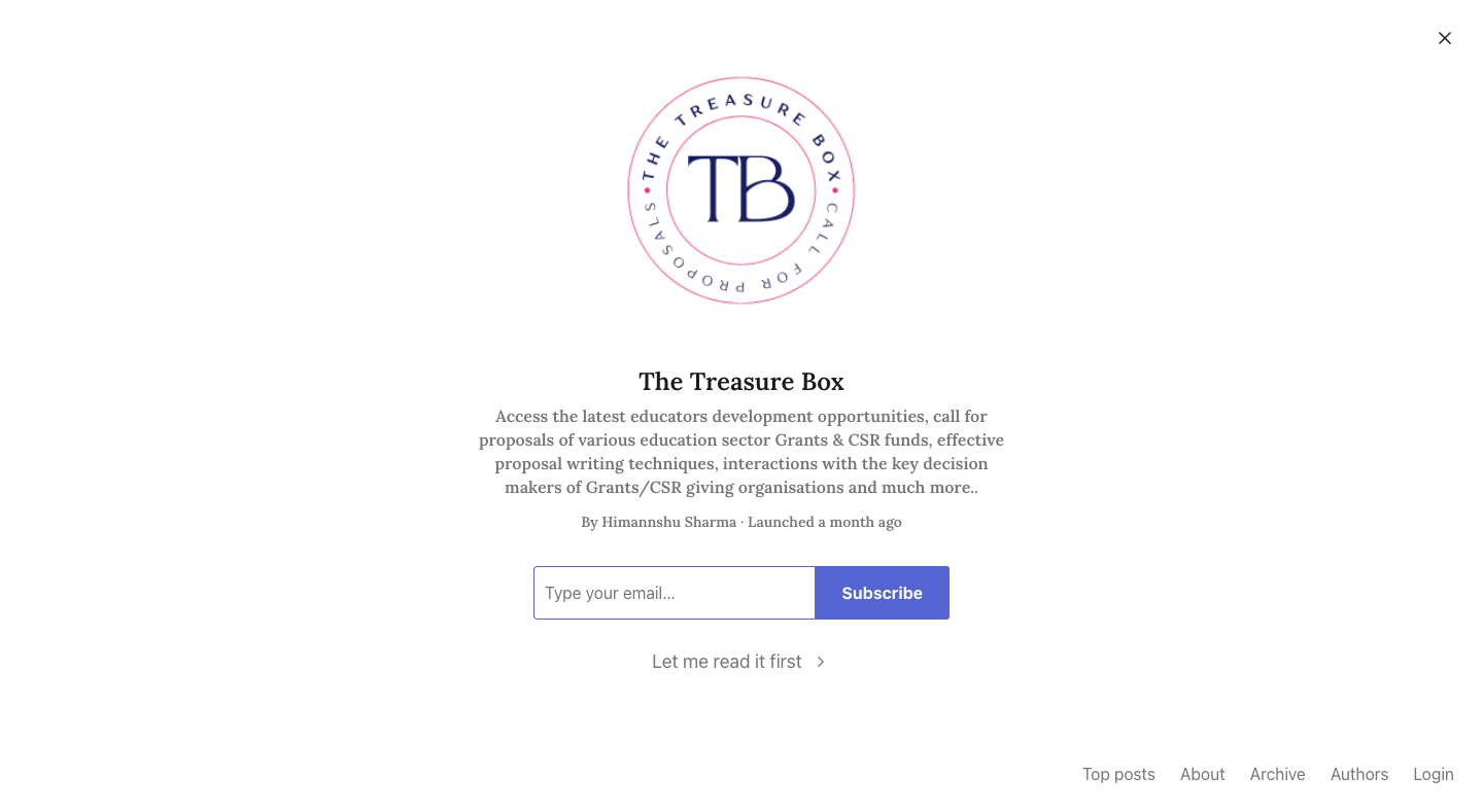 The Treasure Box homepage