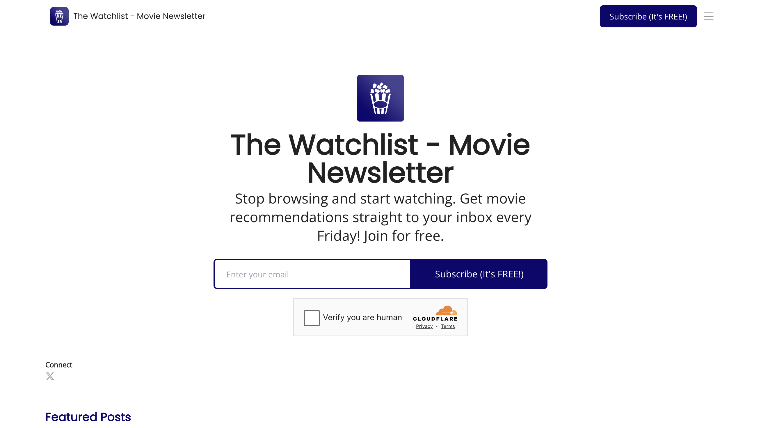 The Watchlist Movie Newsletter homepage