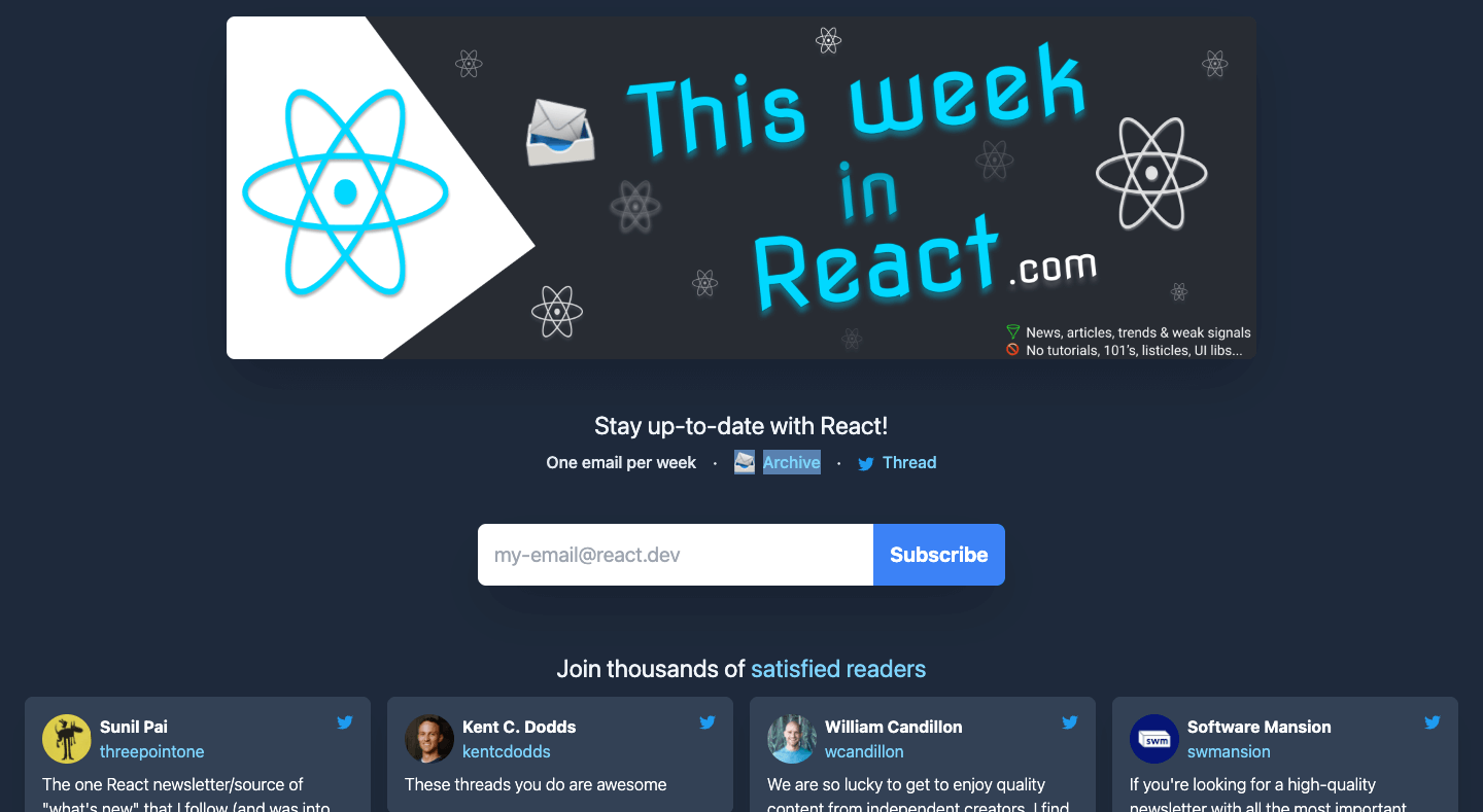This Week In React homepage