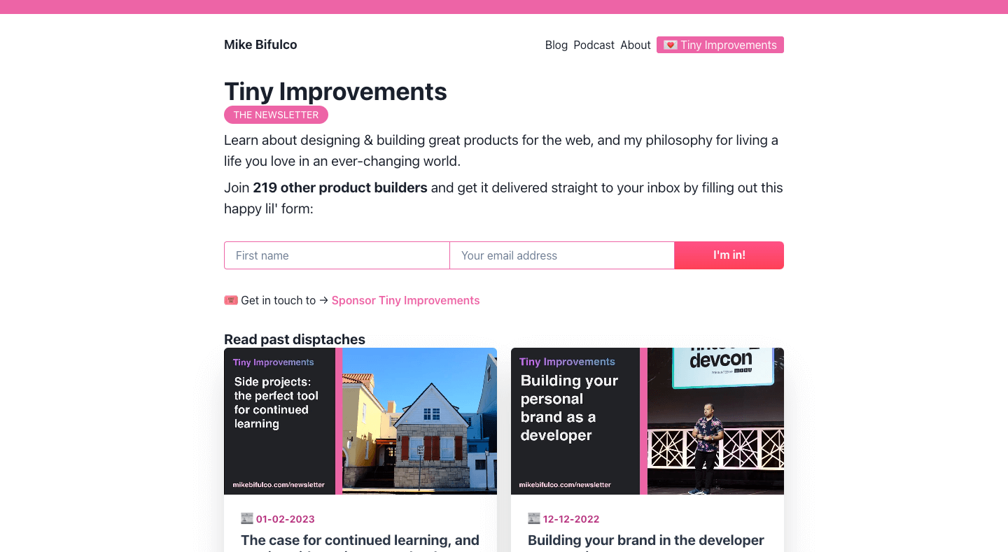 Tiny Improvements homepage