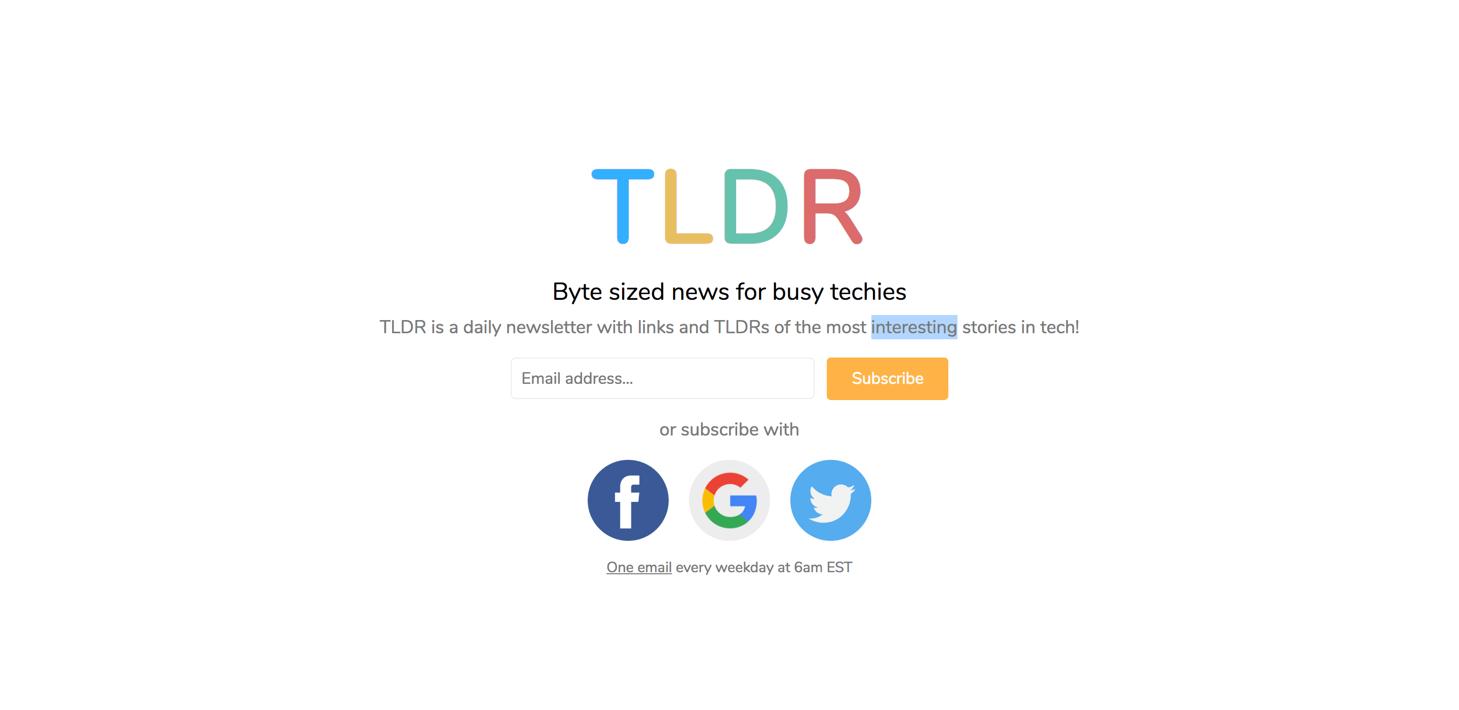 TLDR homepage