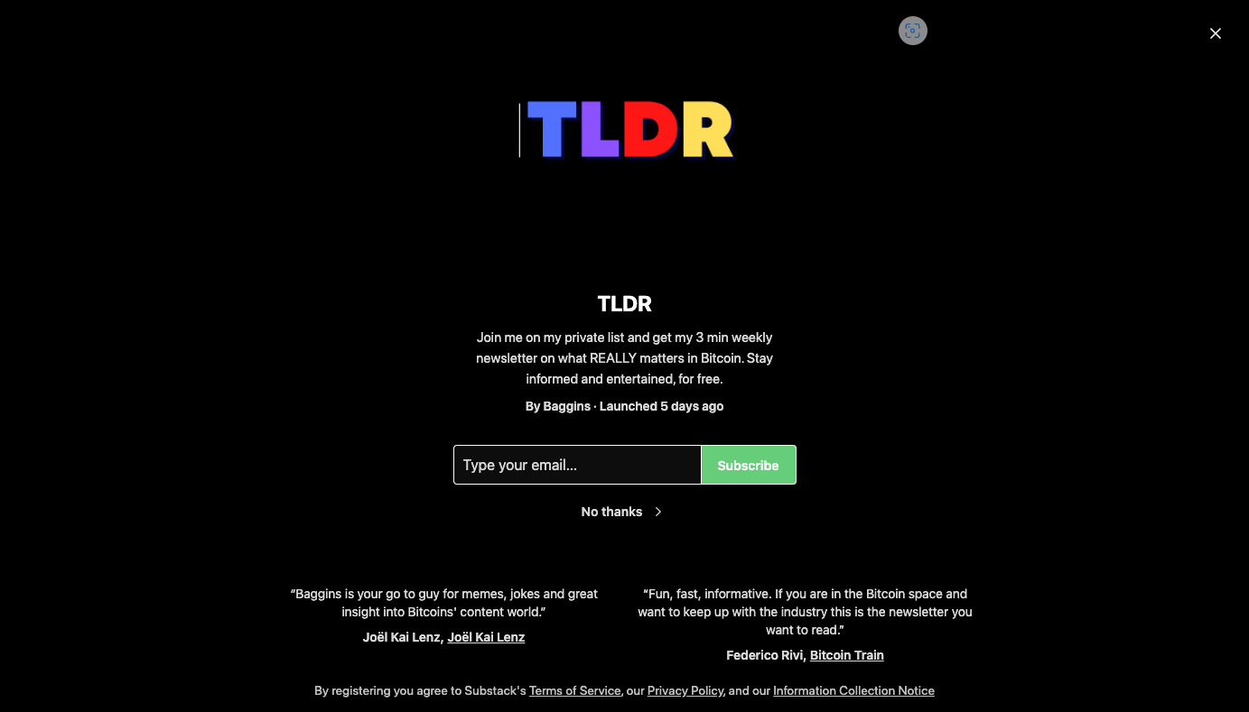 TLDR homepage