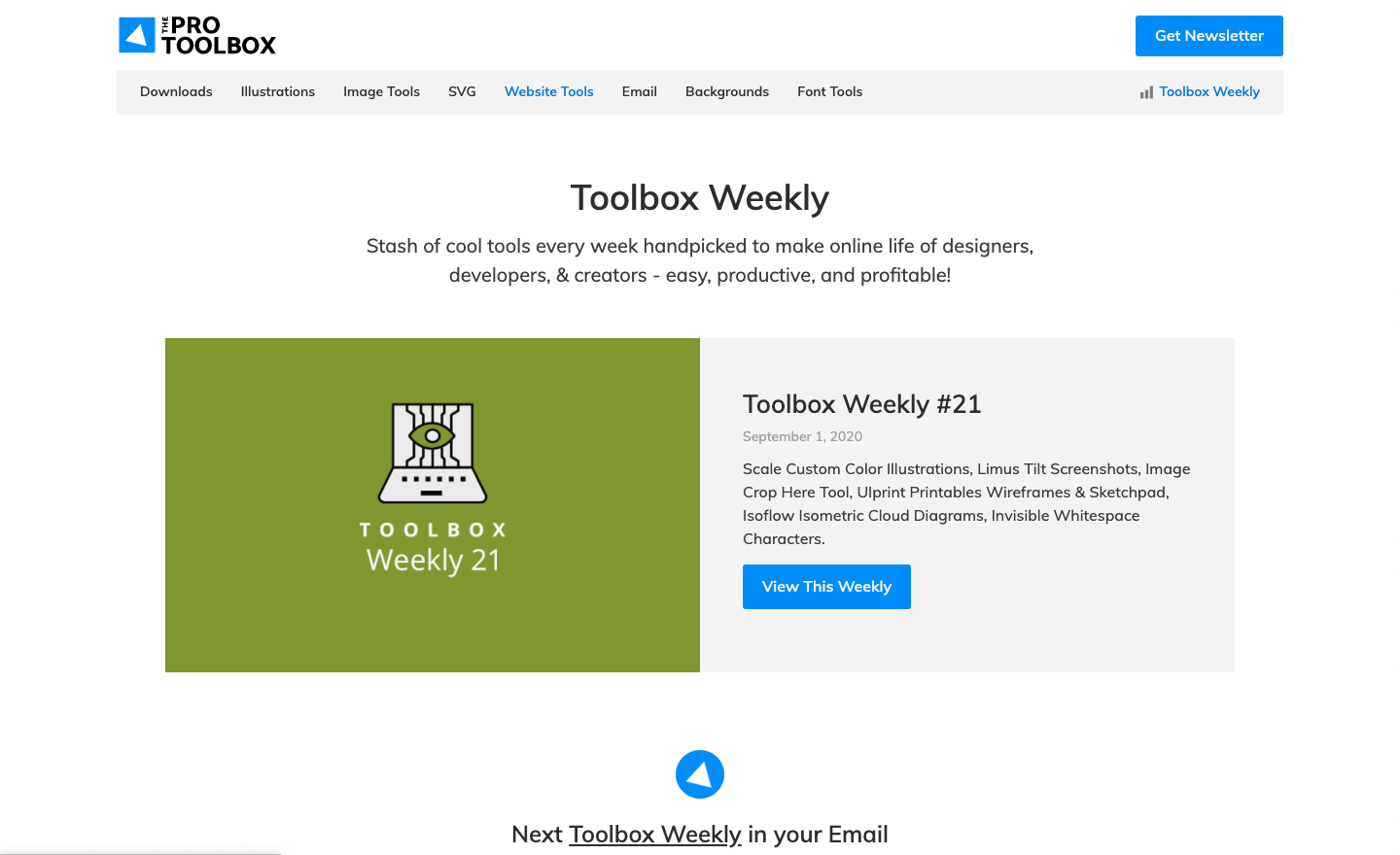 Toolbox Weekly homepage