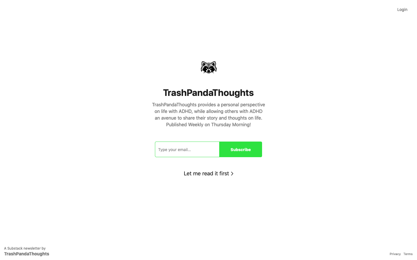 TrashPandaThoughts homepage