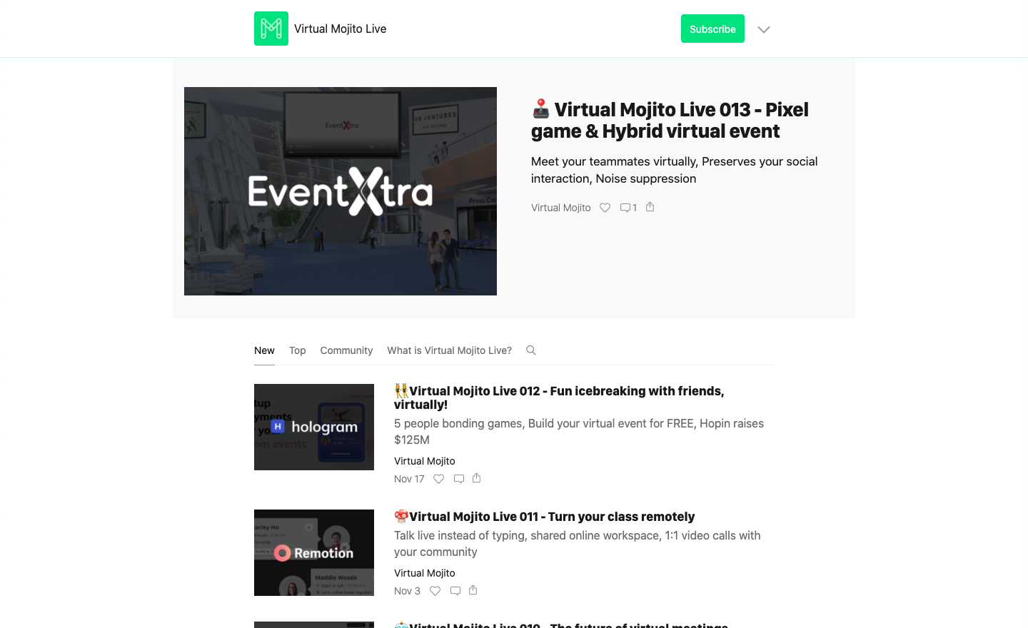 Virtual Mojito homepage