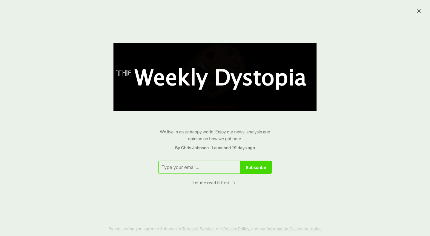 The Weekly Dystopia homepage