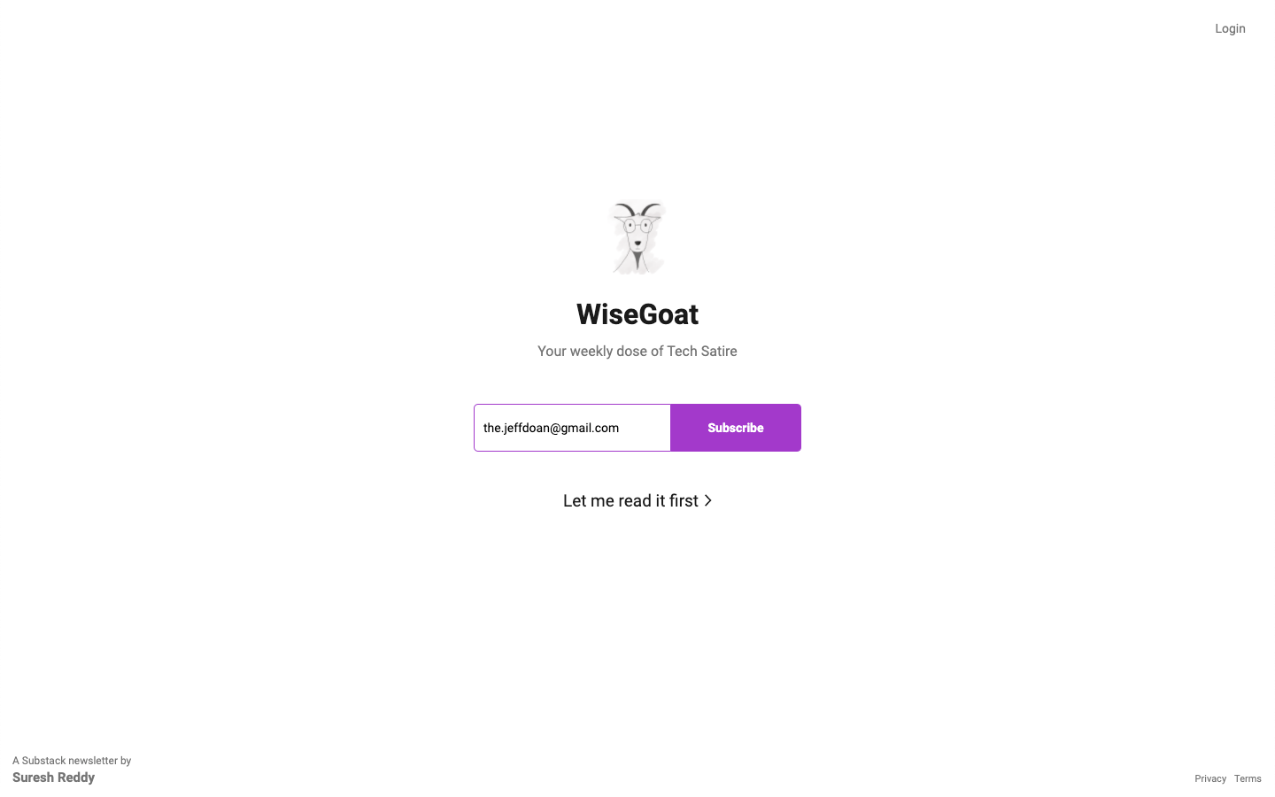 WiseGoat homepage
