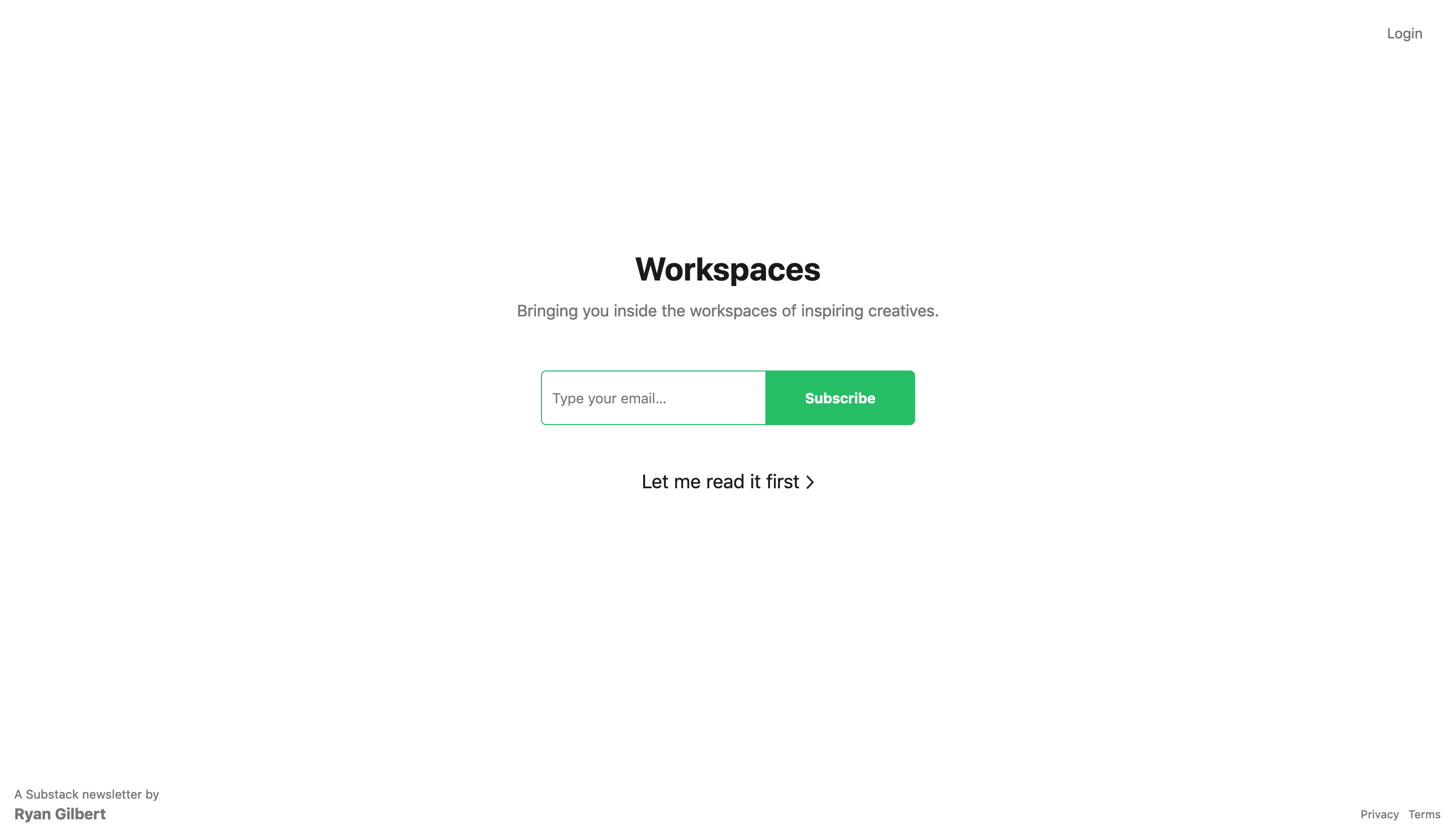 Workspaces homepage